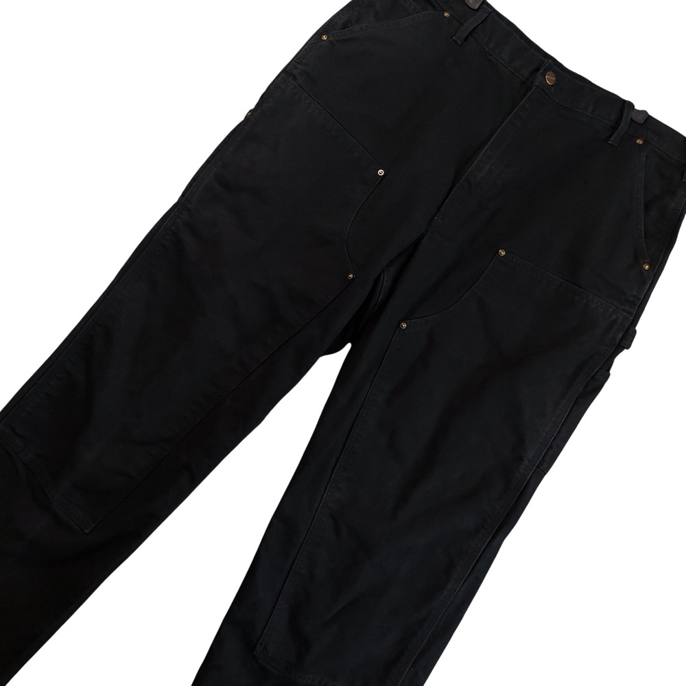 Carhartt Carpenter Pants Mens 38x36 (Fits 36x36) B136 BLK Double Knee Loose USA